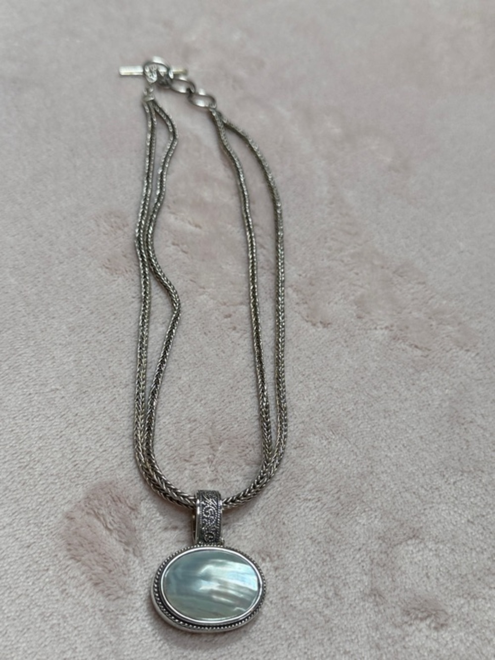 LORI BONN Sterling Silver Mother-of-Pearl Oval Pendant Double Strand Necklace - Picture 2 of 15